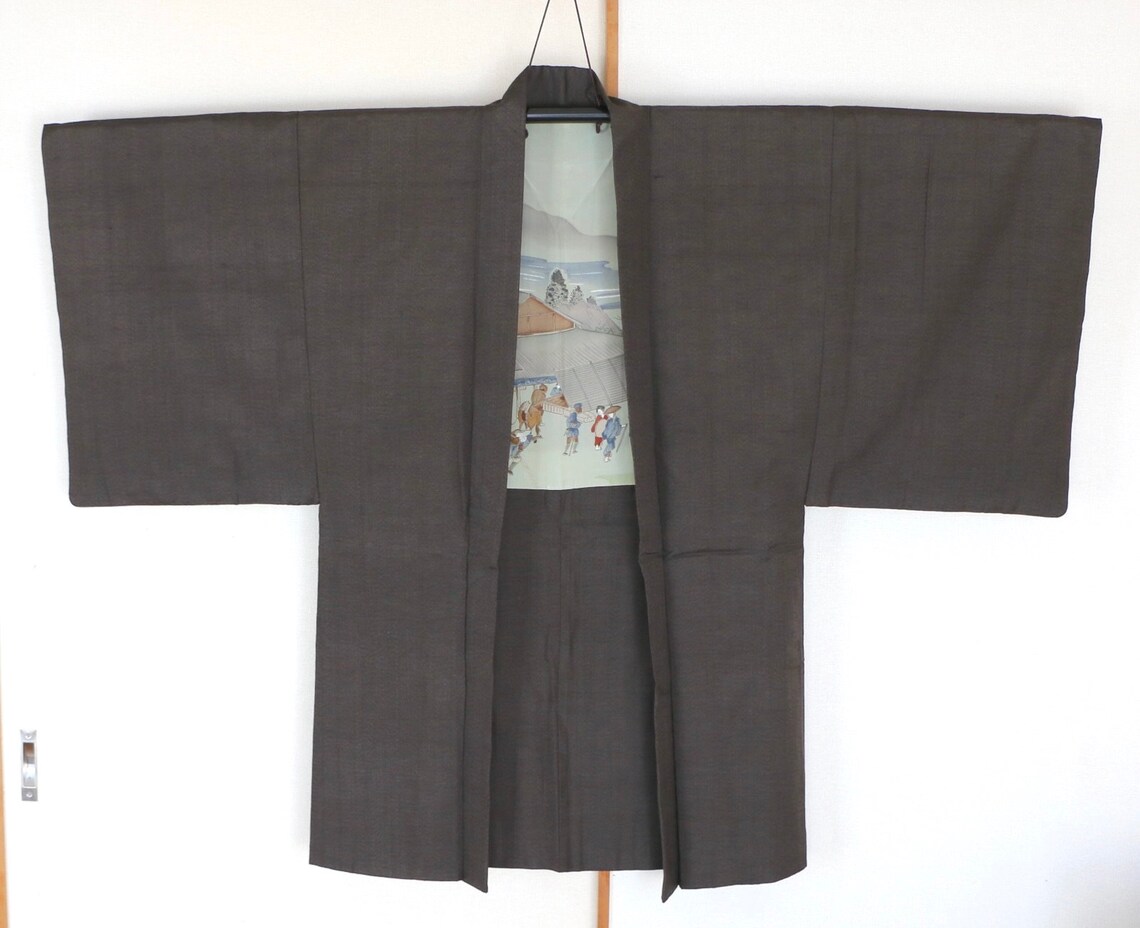 KM-09 Vintage Mens Japanese Black Kimono // Men Silk Kimono - Etsy
