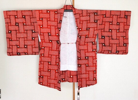 20-109 Vintage Japanese kimono Jacket /// Check R… - image 1