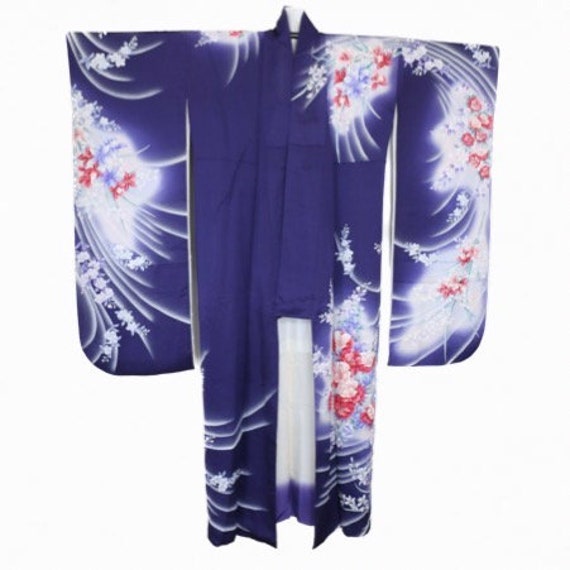KW-215 Vintage Blue formal Kimono Furisode /// Su… - image 2