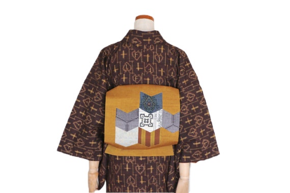 K19-30 Vintage Japanese Kimono // Tsumugi, Brown … - image 5