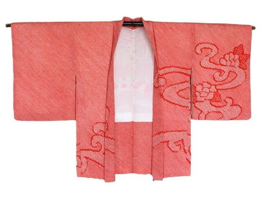 1956 Vintage Japanese kimono Jacket /// Orange Si… - image 2