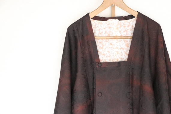 Vintage Japanese Kimono Coat /// silk kimono Coat,