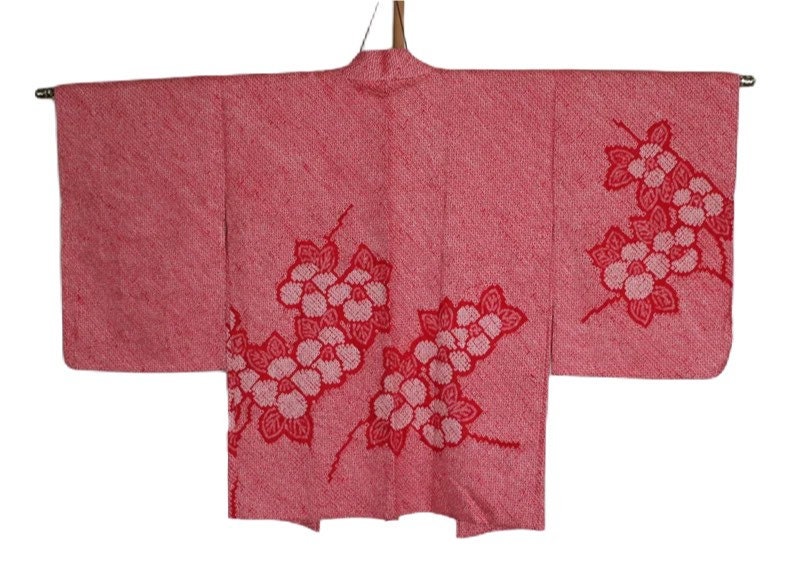 19-16 Vintage Japanese kimono Jacket ///  Silk Shibori Jacket, Vintage  Haori Jacket, Shibori Kimono Jacket, Shibori, Japanese Jacket, pink