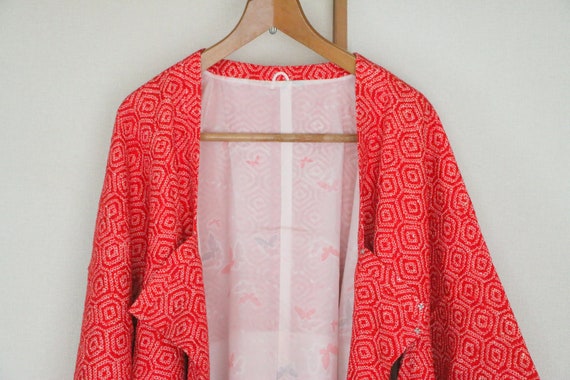 Vintage Kimono Coat /// Vivid orange Kimono coat,… - image 4