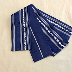 MO-02N Vintage Men Navy cotton Obi /// Kimono obi, kakuobi, Hakata-obi, Navy cotton kakuobi, Navy cotton hakata obi, Men Navy kimono obi
