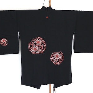 21-30 Vintage Japanese Kimono Jacket // Black kimono, Haori, antique Kimono, Black Jacket, Silk black haori, silk haori, vintage black haori