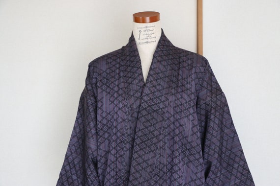 Vintage kimono /// Purple silk kimono, navy kimono