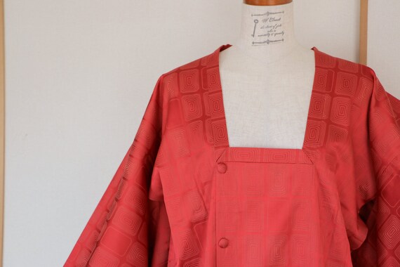 Vintage Kimono Coat, Tomato Orange coat, Vintage J