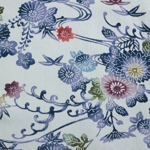 C-20 Jasnoniebieska tkanina jedwabna Katazome /// Jasnoniebieska tkanina Katazome, Jedwabny Katazome, Japońskie kimono, Granatowa tkanina jedwabna, Miękka tkanina kimono