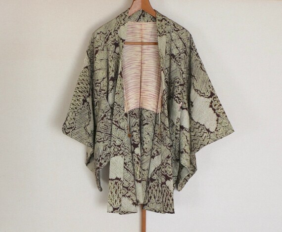 Vintage Japanese kimono Jacket // Haori, Silk Shi