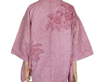 2072 Vintage Japanese kimono Jacket /// Purple Silk Haori, Silk Shibori Jacket, Vintage  Haori Jacket, Shibori Kimono Jacket, Shibori