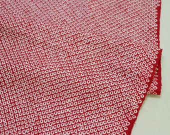 H17-35 Kimono fabric scraps /// Silk Shibori fabric, Red fabric, silk kimono fabric, Japanese fabric, Red silk fabric, Vintage kimono