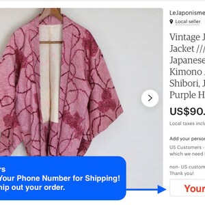 20-32 Vintage Japanese kimono Jacket /// Haori, Purple Haori, Japanese Haori, Shibori Kimono Jacket, Purple Shibori, Japanese Jacket, Haori image 2
