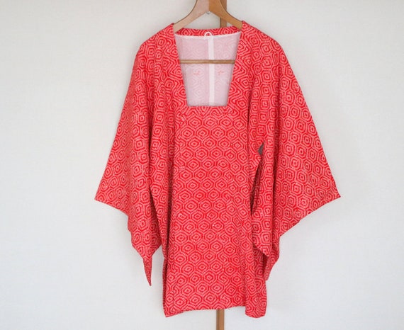 Vintage Kimono Coat /// Vivid orange Kimono coat,… - image 5