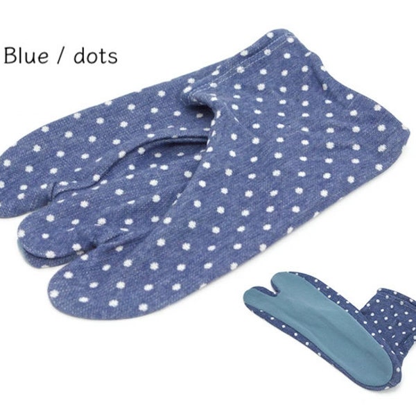 Women kimono casual tabi /// Tabi sox, gray dots kimono tabi, navy dots kimono tabi, blue dots kimono tabi, cotton women tabi, socks tabi