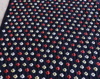 H-16D Vintage Japanese Kimono Fabric /// Black Silk Fabric