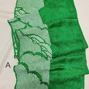 FA-49 Kimono Shibori fabric /// Silk Shibori fabric, tie dye fabric, silk kimono fabric, Japanese fabric, Vintage Green Shibori fabric