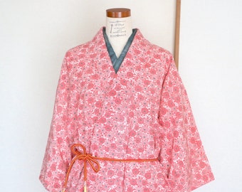 KW-206 Vintage Silk Chirimen Komon /// Botanical Pattern