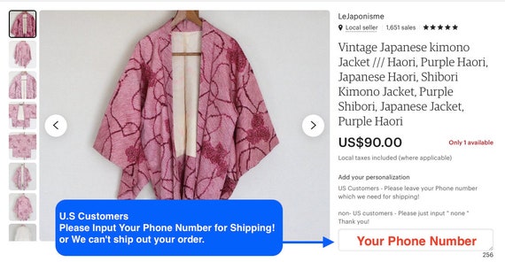 21-104 Vintage Japanese kimono Jacket /// Purple … - image 2