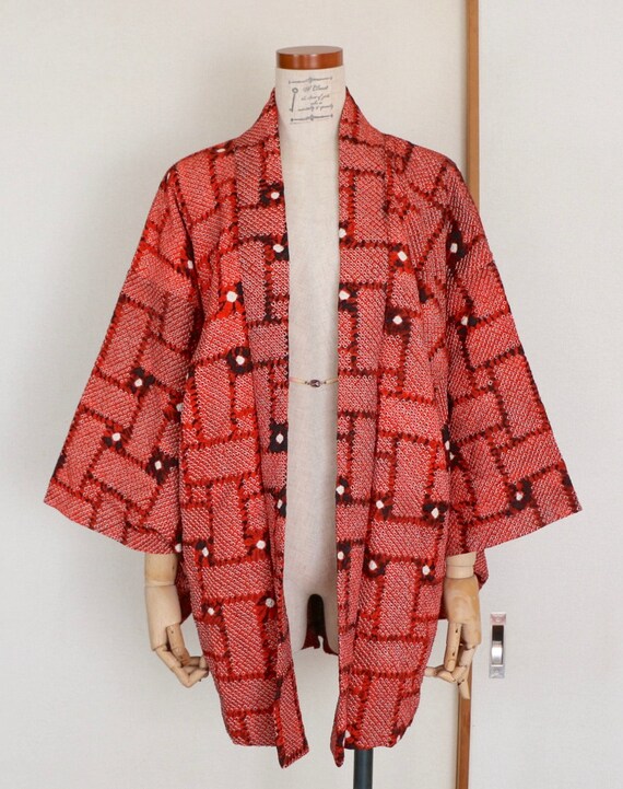 20-109 Vintage Japanese kimono Jacket /// Check R… - image 7