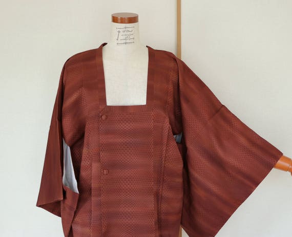 SALE /// Vintage Kimono Coat, woven Brown coat, Vi