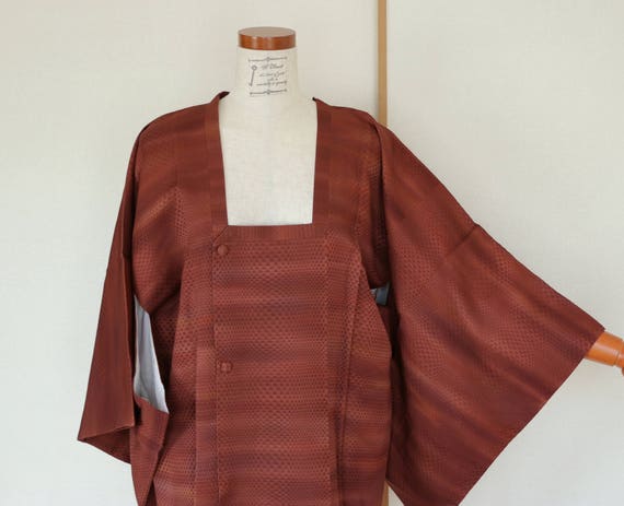 SALE /// Vintage Kimono Coat, woven Brown coat, V… - image 1