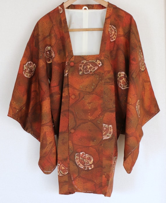 Vintage Kimono Coat, Brown coat, Vintage Japanese