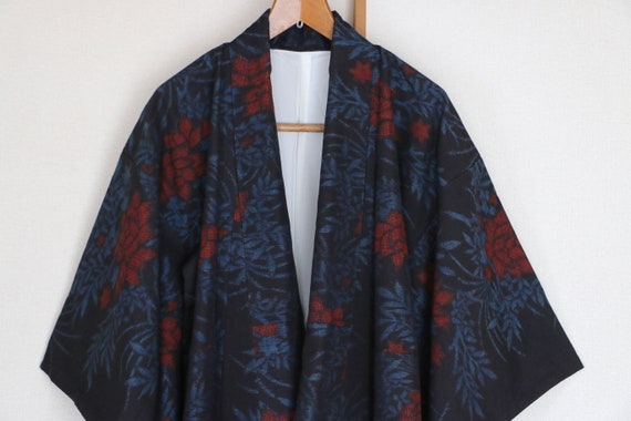 Vintage Japanese Kimono /// Tsumugi, Blue Kimono,