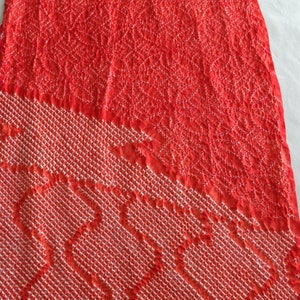 H-21 Silk kimono Fabric /// upcycling silk kimono fabric, vintage shibori, Orange silk shibori, vintage orange shibori, silk quilting fabric