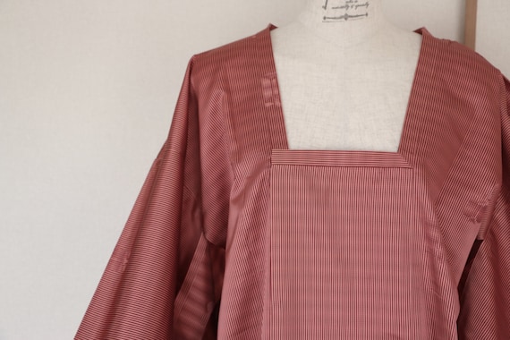 Vintage Kimono Coat, Orange Striped coat, Vintage