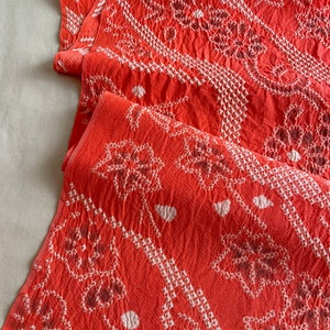 FA-37 Shibori fabric /// Unique Shibori fabric, Shibori, fabric, rare item, Orange shibori, Shilk shibori, tie dye Orange fabric left-overs