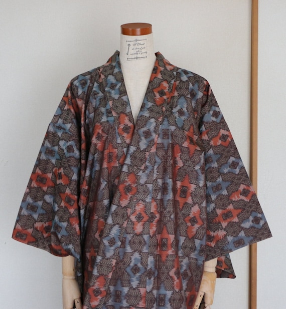 Vintage Japanese Kimono /// Tsumugi, blue Kimono,