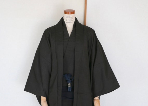 KM-09 Vintage Mens Japanese Black Kimono // Men Silk Kimono - Etsy