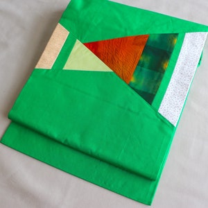 OW-55 Vintage Nagoya Obi /// Kimono obi fatto a mano, patchwork verde Nagoya Obi, patchwork verde Nagoya Obi, cintura kimono verde vintage