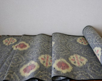 Japanese fabric /// Wool fabric, Kimono, Japanese Gray fabric, gray wool fabric, gray kimono fabric, wool kimono fabric, gray fabric, kasuri