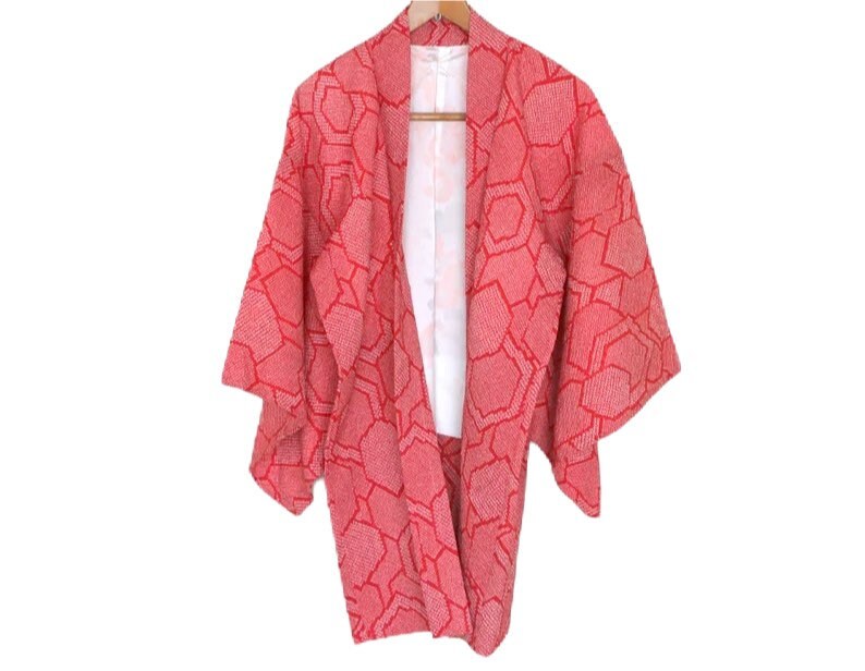 18-31 Vintage Japanese Kimono Jacket /// Red Shibori Jacket - Etsy