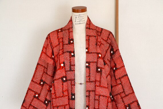 20-109 Vintage Japanese kimono Jacket /// Check R… - image 10