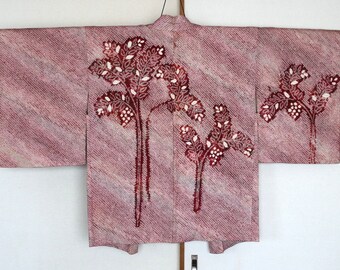 21-02 Vintage Japanese kimono Jacket /// Haori, Purple Haori, Japanese Haori, Shibori Kimono Jacket, Purple Shibori haori, Japanese Jacket,