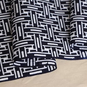 KF21-18 Navy fabric // vintage cotton fabric, indigo fabric, Japanese indigo, vintage indigo cotton, navy fabric, quadrangle Pattern fabric