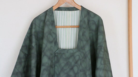 Vintage Kimono Coat, mottled green coat, Vintage J