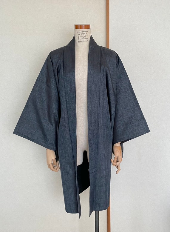 M21-08 Vintage Mens Japanese Kimono /// Men Silk Kimono, Men Blue