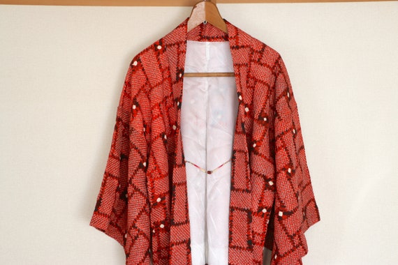 20-109 Vintage Japanese kimono Jacket /// Check R… - image 3