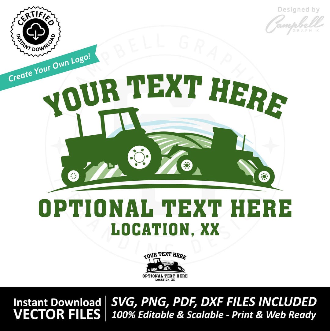 Farm Logo SVG: DIY Customizable Vector Template Files for Cricut ...