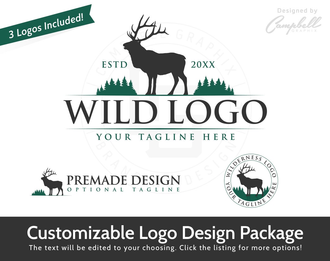 Customizable Logo Wilderness Logo Elk Logo Hunting Logo Bow Hunting ...