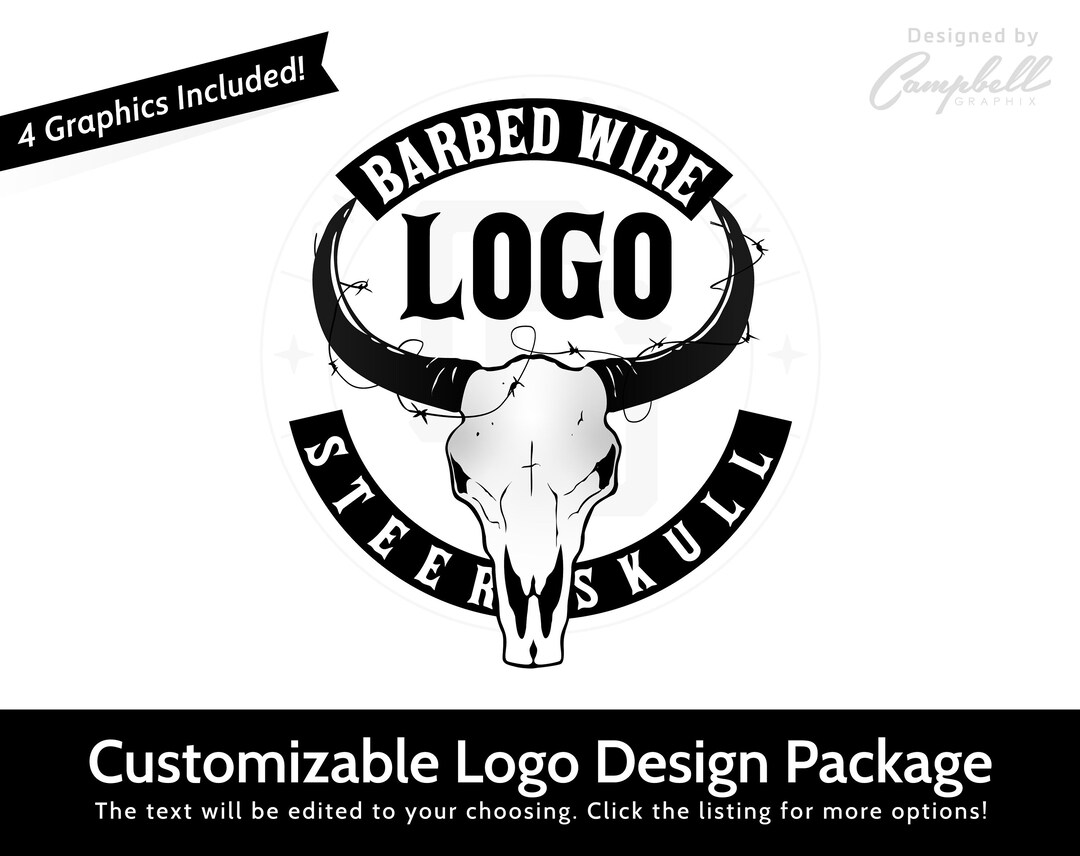 Customizable Logo Ranch Logo Steer Logo Bull Logo Skull Logo Customized ...