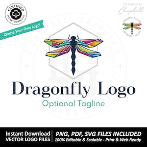 Dragonfly-logotypdesign SVG: DIY-anpassningsbara vektormallfiler för Cricut, Silhouette och mer (direktnedladdning)
