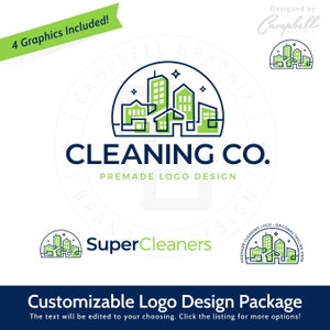 Logo du service de nettoyage - personnalisé par l&#39;artiste pour vous ! - Logo de la ville - Logo du nettoyage - Logo du concierge