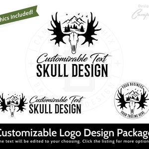 Customizable Logo - Skull Logo - Hunting Logo - Bow Hunting Logo - Wilderness Logo - Big Game Logo - Customized by the artist for you!