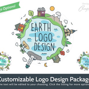 Customizable Logo - World Logo - Rental Logo - Tiny House Logo - Home Logo - Travel Logo - Vacation Logo - Customized by the artist for you!