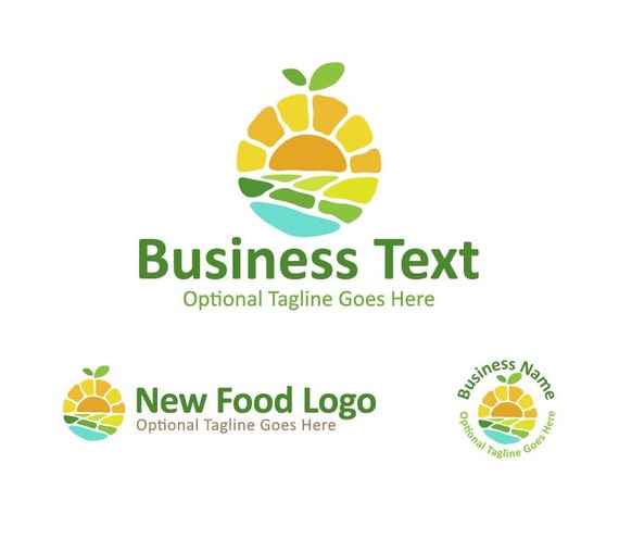 Orange Logo Premade Logo Sun Logo Custom Logo Design Food Etsy